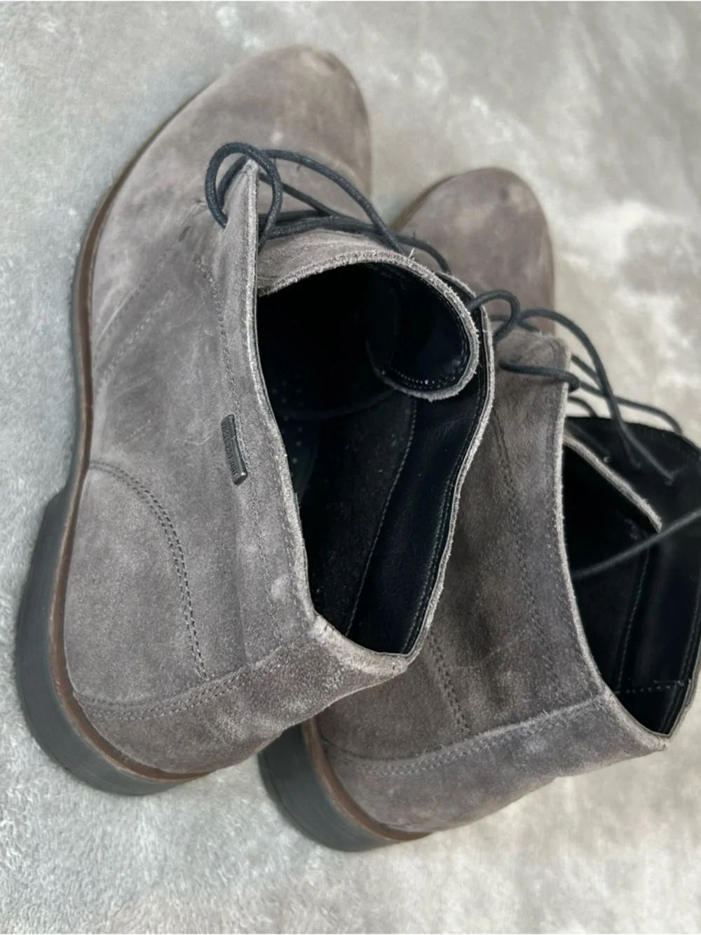 Nordstrom Mens Shop Suede Lace Up Grayson Ankle Boots Gray Size 10.5 US or 44 EU